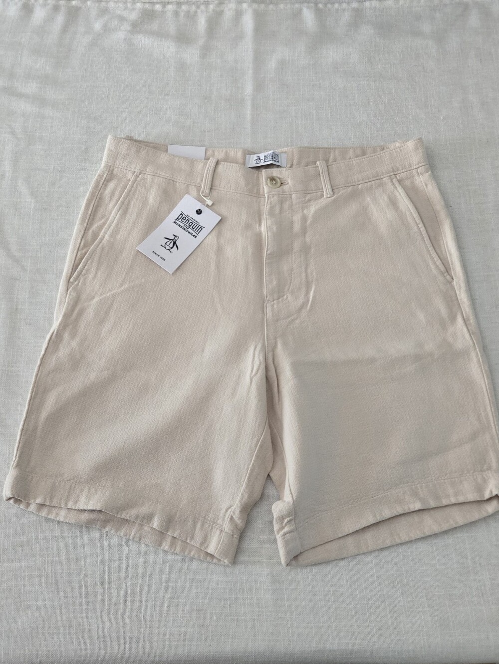 NWT Original Penguin Men's Light Cream Flat Front Shorts